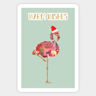 Warm Wishes Flamingo Xmas Magnet